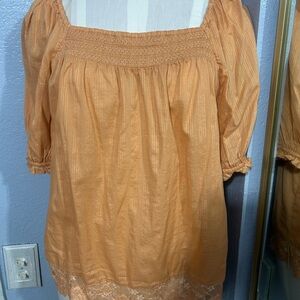 a.n.a Peach Square-Neck Puff Sleeve Blouse